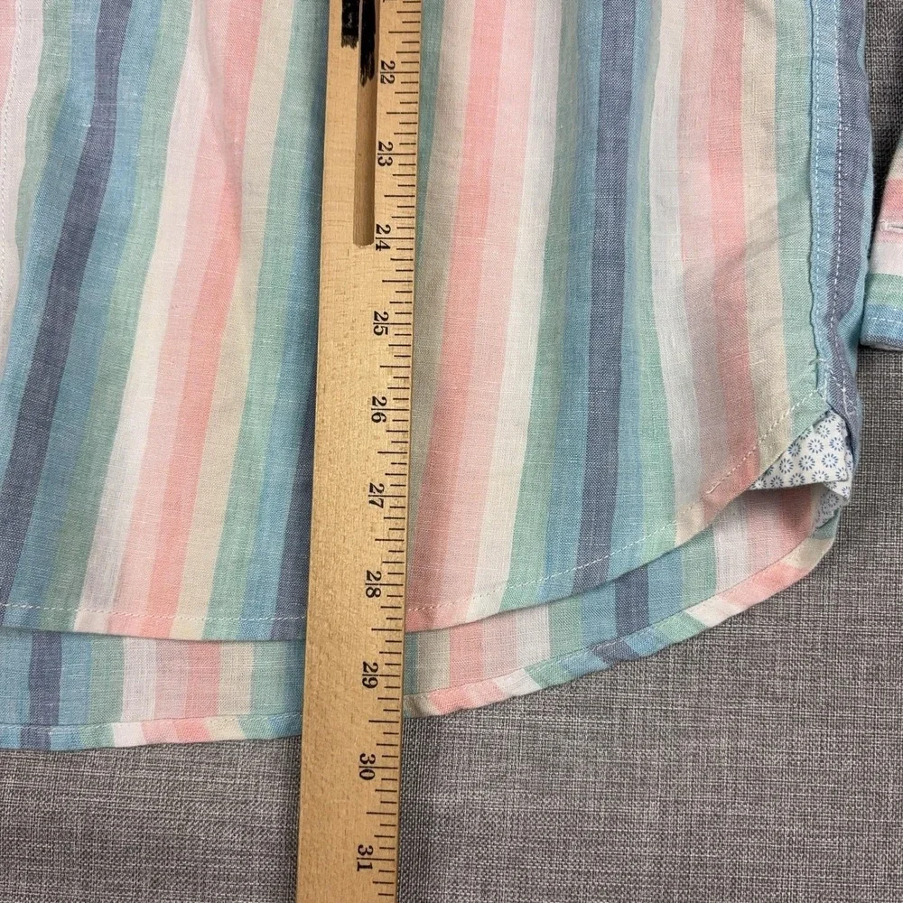 Tommy Bahama Shirt Mens Large Multicolor Striped Long Sleeve Linen Button Up